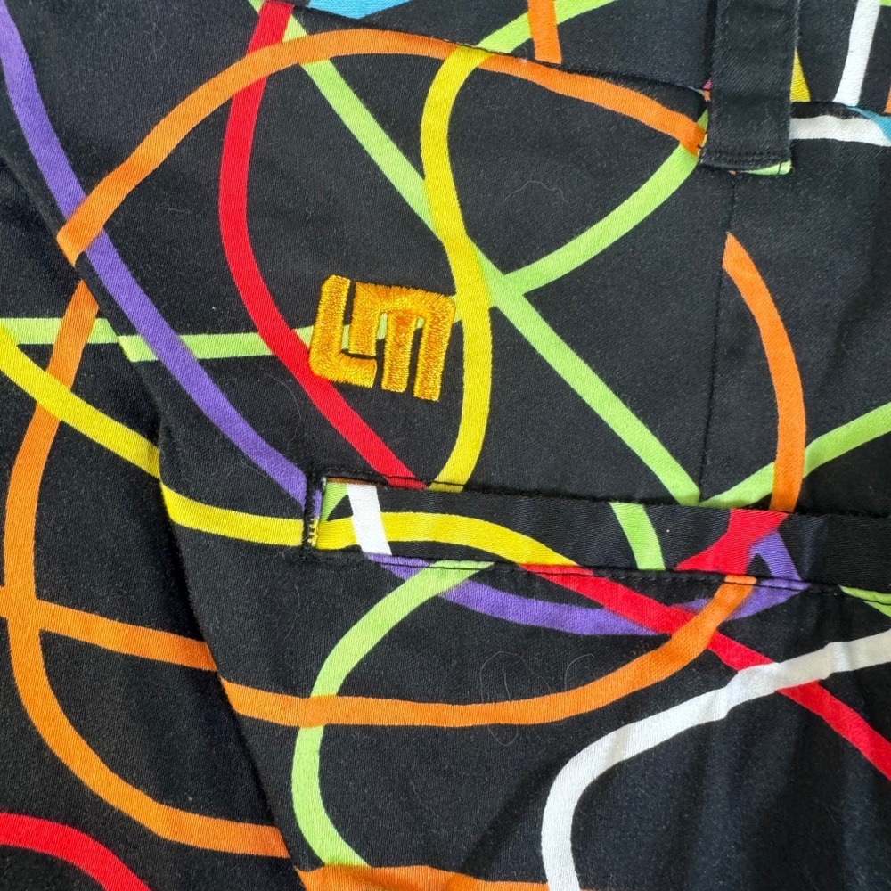 Loudmouth Golf Mens Black Multi Color Abstract Swirl Shorts Size 40 Stretch - Picture 4 of 9